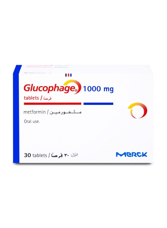 Glucophage 1000 mg metformin 30 Tablets